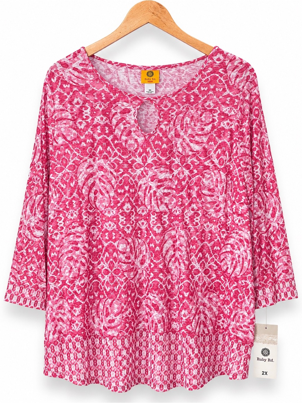 *NWT* Ruby Rd. Women’s Pink Print Keyhole Tunic - Size 2X